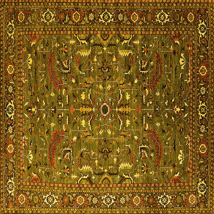 Square Machine Washable Oriental Yellow Traditional Rug, wshurb2333yw