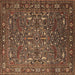 Square Oriental Brown Traditional Rug, urb2333brn