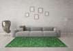 Machine Washable Oriental Emerald Green Traditional Area Rugs in a Living Room,, wshurb2333emgrn
