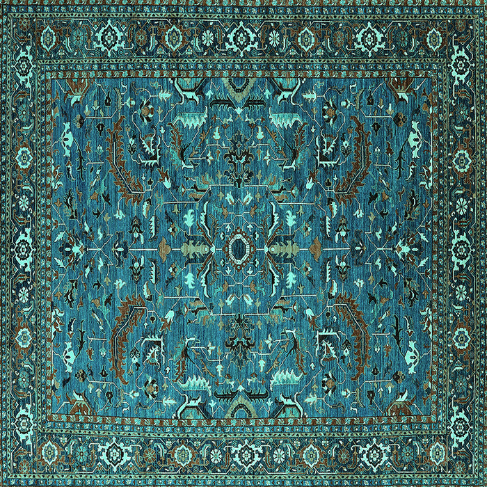 Square Oriental Turquoise Traditional Rug, urb2333turq