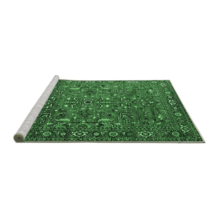 Sideview of Machine Washable Oriental Emerald Green Traditional Area Rugs, wshurb2333emgrn