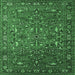 Square Machine Washable Oriental Emerald Green Traditional Area Rugs, wshurb2333emgrn