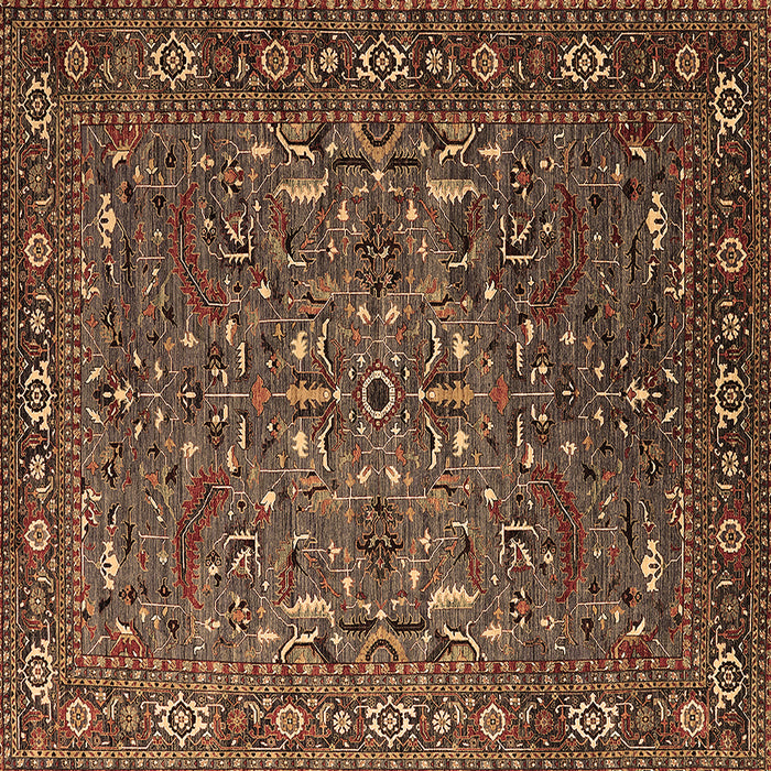 Square Machine Washable Oriental Brown Traditional Rug, wshurb2333brn
