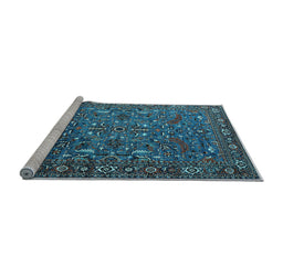 Sideview of Machine Washable Oriental Light Blue Traditional Rug, wshurb2333lblu