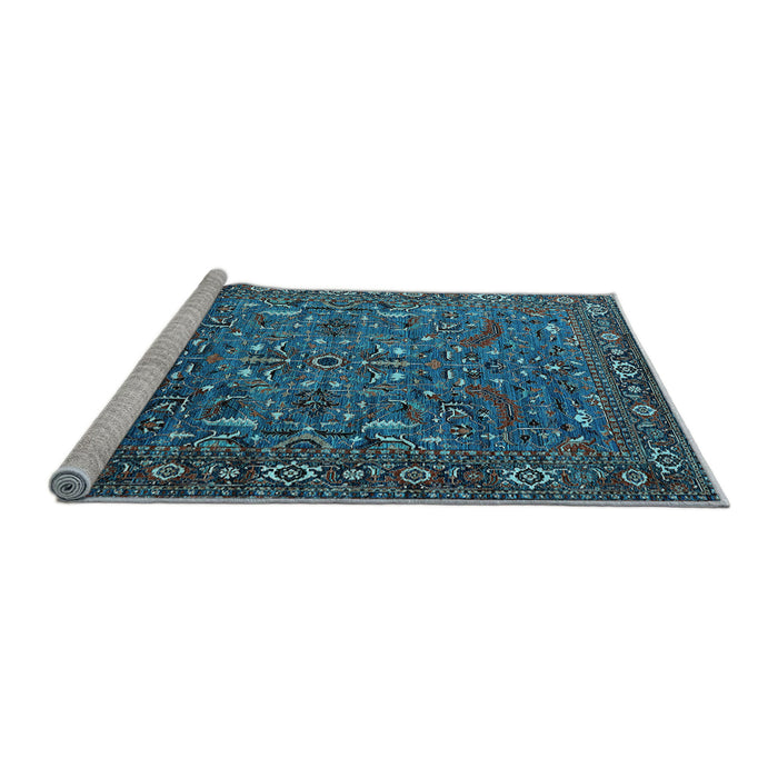 Sideview of Machine Washable Oriental Light Blue Traditional Rug, wshurb2333lblu