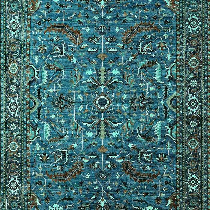 Machine Washable Oriental Turquoise Traditional Area Rugs, wshurb2333turq