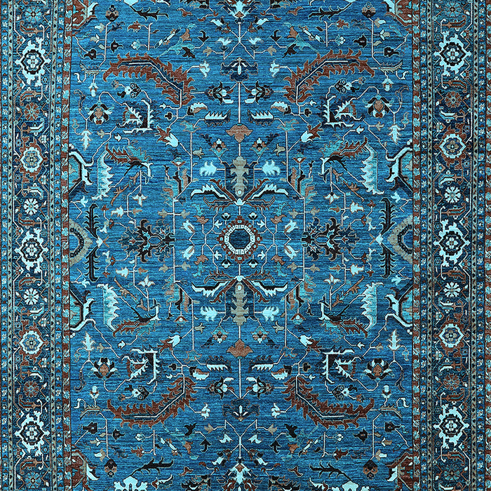 Machine Washable Oriental Light Blue Traditional Rug, wshurb2333lblu