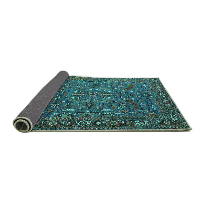 Sideview of Oriental Turquoise Traditional Rug, urb2333turq