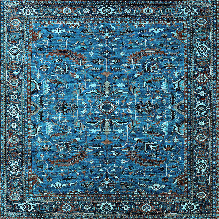 Square Machine Washable Oriental Light Blue Traditional Rug, wshurb2333lblu