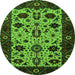 Round Oriental Green Traditional Rug, urb2334grn