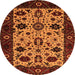 Round Oriental Orange Traditional Rug, urb2334org