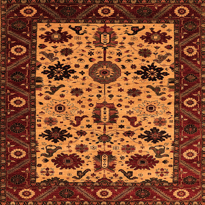 Square Oriental Orange Traditional Rug, urb2334org