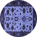 Round Machine Washable Oriental Blue Traditional Rug, wshurb2334blu