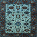 Square Machine Washable Oriental Light Blue Traditional Rug, wshurb2334lblu