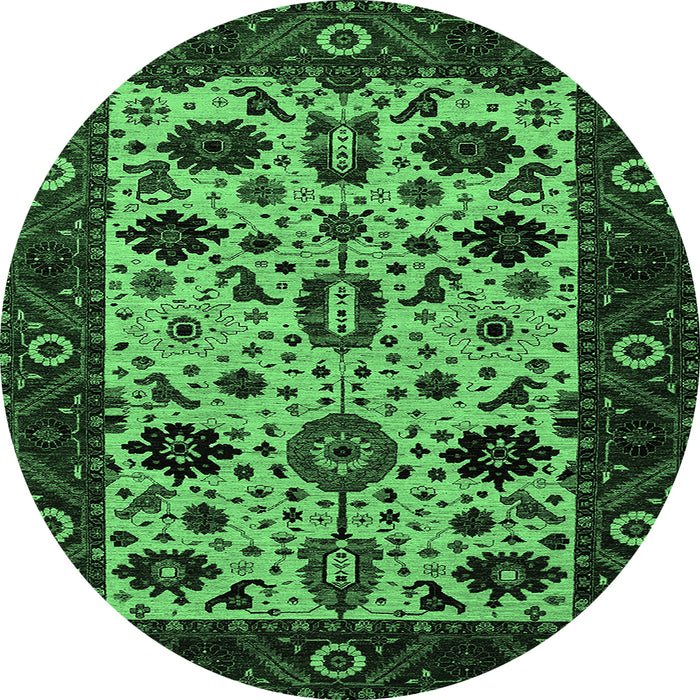 Round Oriental Emerald Green Traditional Rug, urb2334emgrn