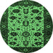 Round Oriental Emerald Green Traditional Rug, urb2334emgrn