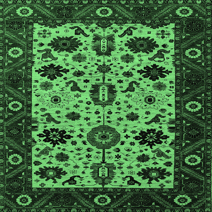 Square Oriental Emerald Green Traditional Rug, urb2334emgrn