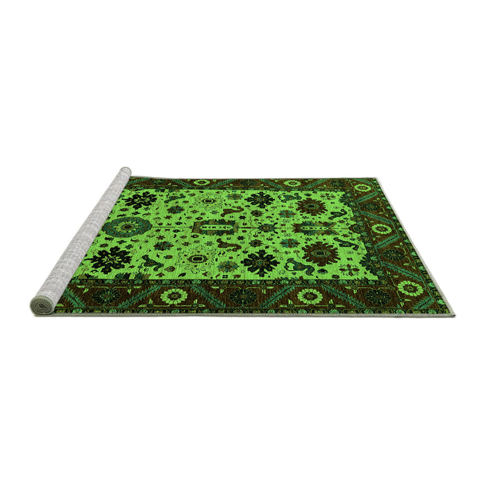 Sideview of Machine Washable Oriental Green Traditional Area Rugs, wshurb2334grn