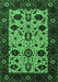 Machine Washable Oriental Emerald Green Traditional Area Rugs, wshurb2334emgrn