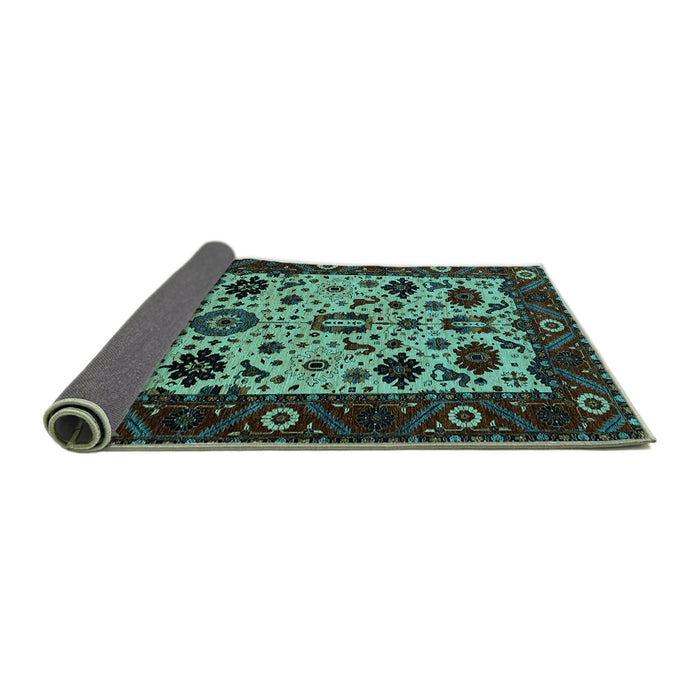 Sideview of Oriental Turquoise Traditional Rug, urb2334turq