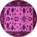 Round Machine Washable Oriental Pink Traditional Rug, wshurb2334pnk