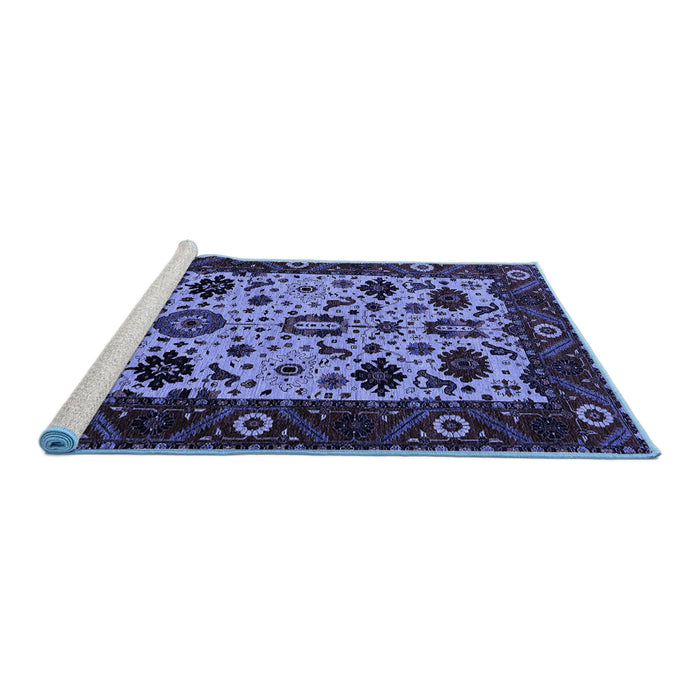 Sideview of Machine Washable Oriental Blue Traditional Rug, wshurb2334blu
