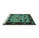 Sideview of Machine Washable Oriental Turquoise Traditional Area Rugs, wshurb2334turq