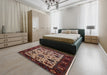 Mid-Century Modern Deep Red Oriental Rug in a Bedroom, urb2334