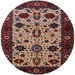 Round Mid-Century Modern Deep Red Oriental Rug, urb2334