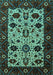 Machine Washable Oriental Turquoise Traditional Area Rugs, wshurb2334turq