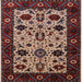 Square Mid-Century Modern Deep Red Oriental Rug, urb2334