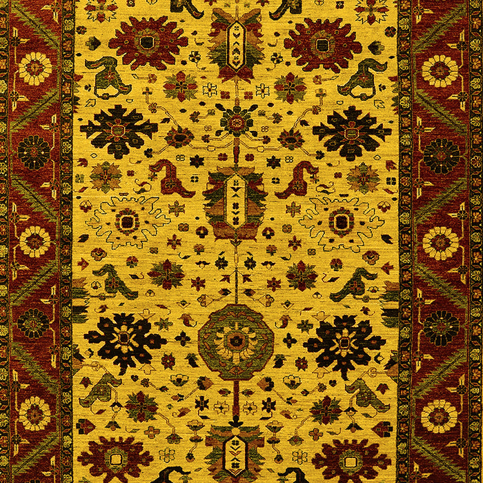 Machine Washable Oriental Yellow Traditional Rug, wshurb2334yw