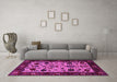 Machine Washable Oriental Pink Traditional Rug in a Living Room, wshurb2334pnk