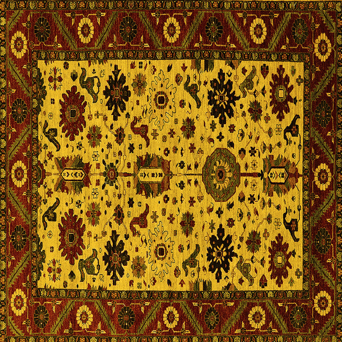 Square Oriental Yellow Traditional Rug, urb2334yw