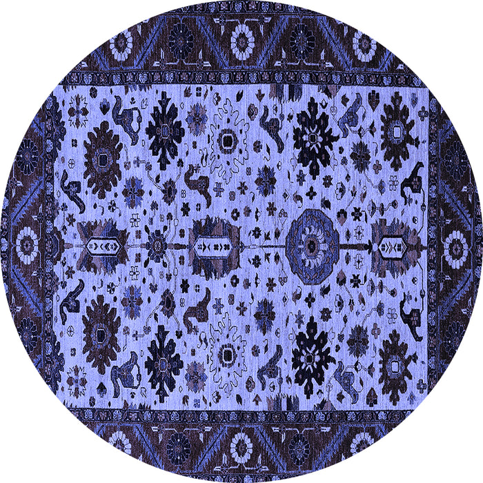 Round Oriental Blue Traditional Rug, urb2334blu