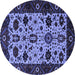 Round Oriental Blue Traditional Rug, urb2334blu