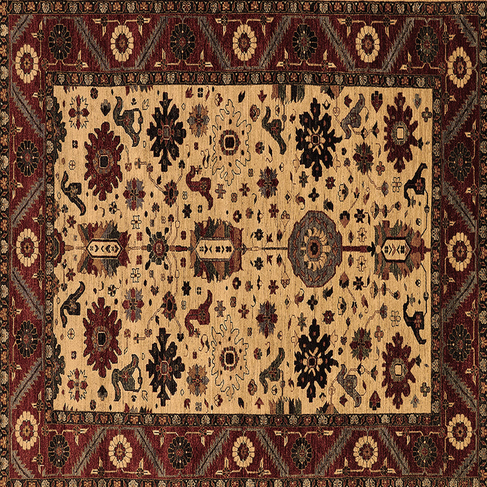 Square Oriental Brown Traditional Rug, urb2334brn