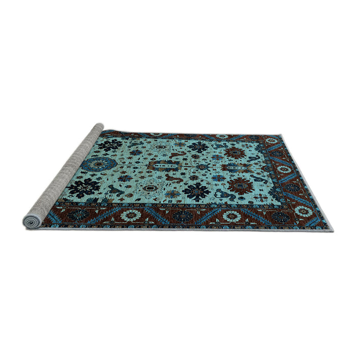 Sideview of Machine Washable Oriental Light Blue Traditional Rug, wshurb2334lblu