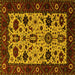 Square Machine Washable Oriental Yellow Traditional Rug, wshurb2334yw