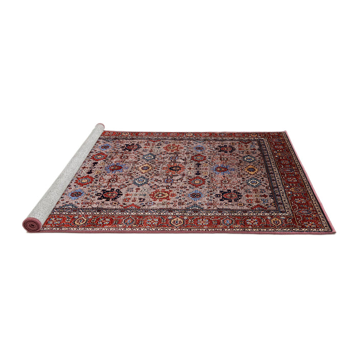 Sideview of Machine Washable Industrial Modern Khaki Rose Pink Rug, wshurb2335
