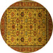 Round Oriental Yellow Industrial Rug, urb2335yw