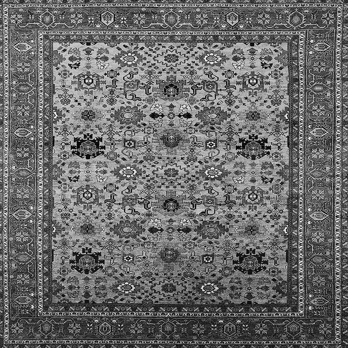 Square Machine Washable Oriental Gray Industrial Rug, wshurb2335gry