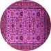 Round Machine Washable Oriental Pink Industrial Rug, wshurb2335pnk