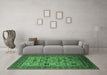Machine Washable Oriental Emerald Green Industrial Area Rugs in a Living Room,, wshurb2335emgrn