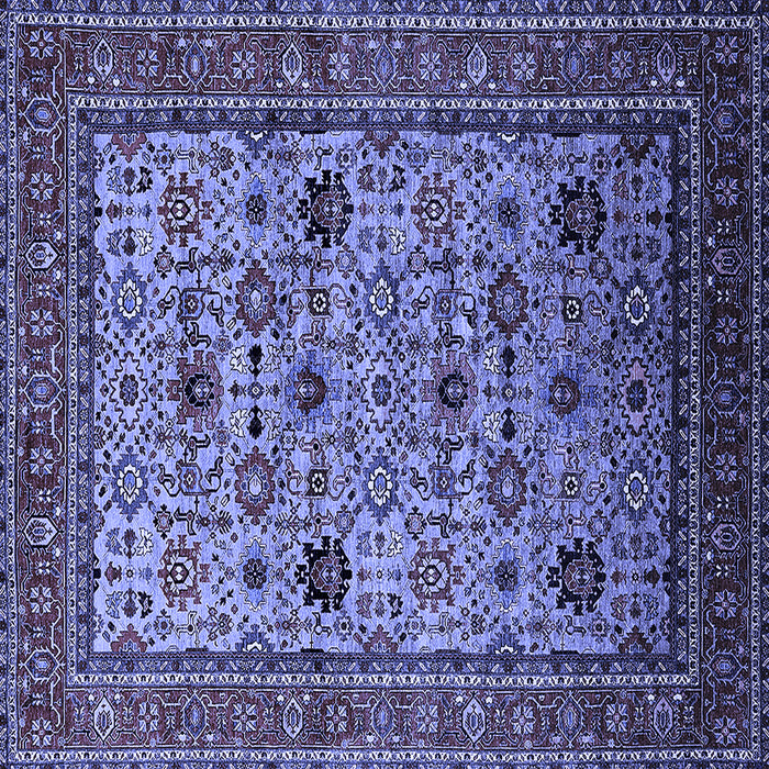 Square Machine Washable Oriental Blue Industrial Rug, wshurb2335blu