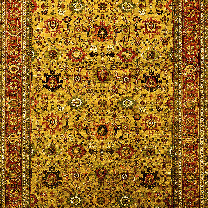 Machine Washable Oriental Yellow Industrial Rug, wshurb2335yw