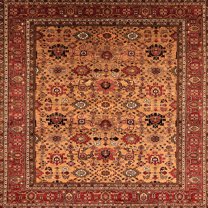 Square Oriental Orange Industrial Rug, urb2335org