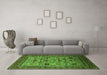 Machine Washable Oriental Green Industrial Area Rugs in a Living Room,, wshurb2335grn