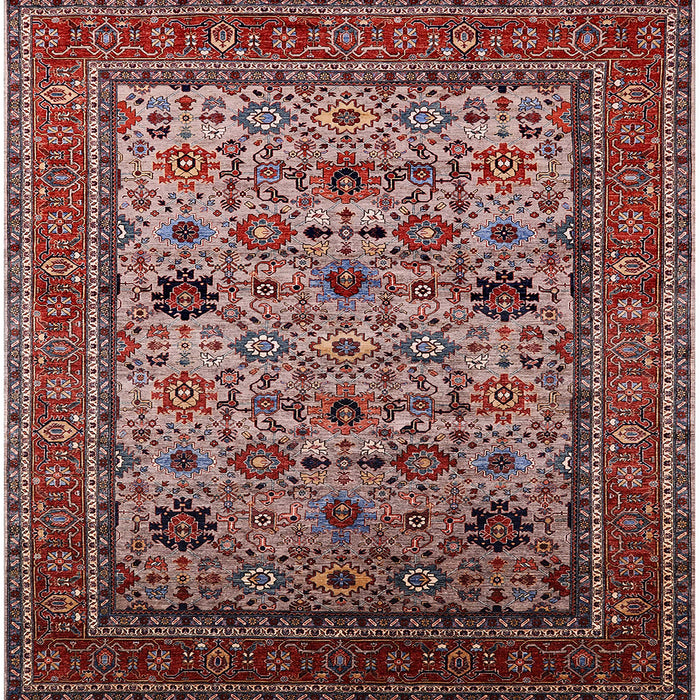 Square Machine Washable Industrial Modern Khaki Rose Pink Rug, wshurb2335