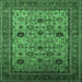 Square Oriental Emerald Green Industrial Rug, urb2335emgrn